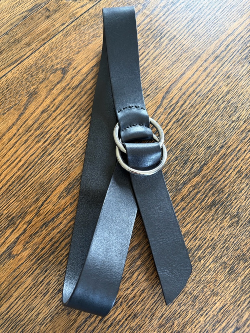Gap Classic Black Leather Double-Ring Waist Belt